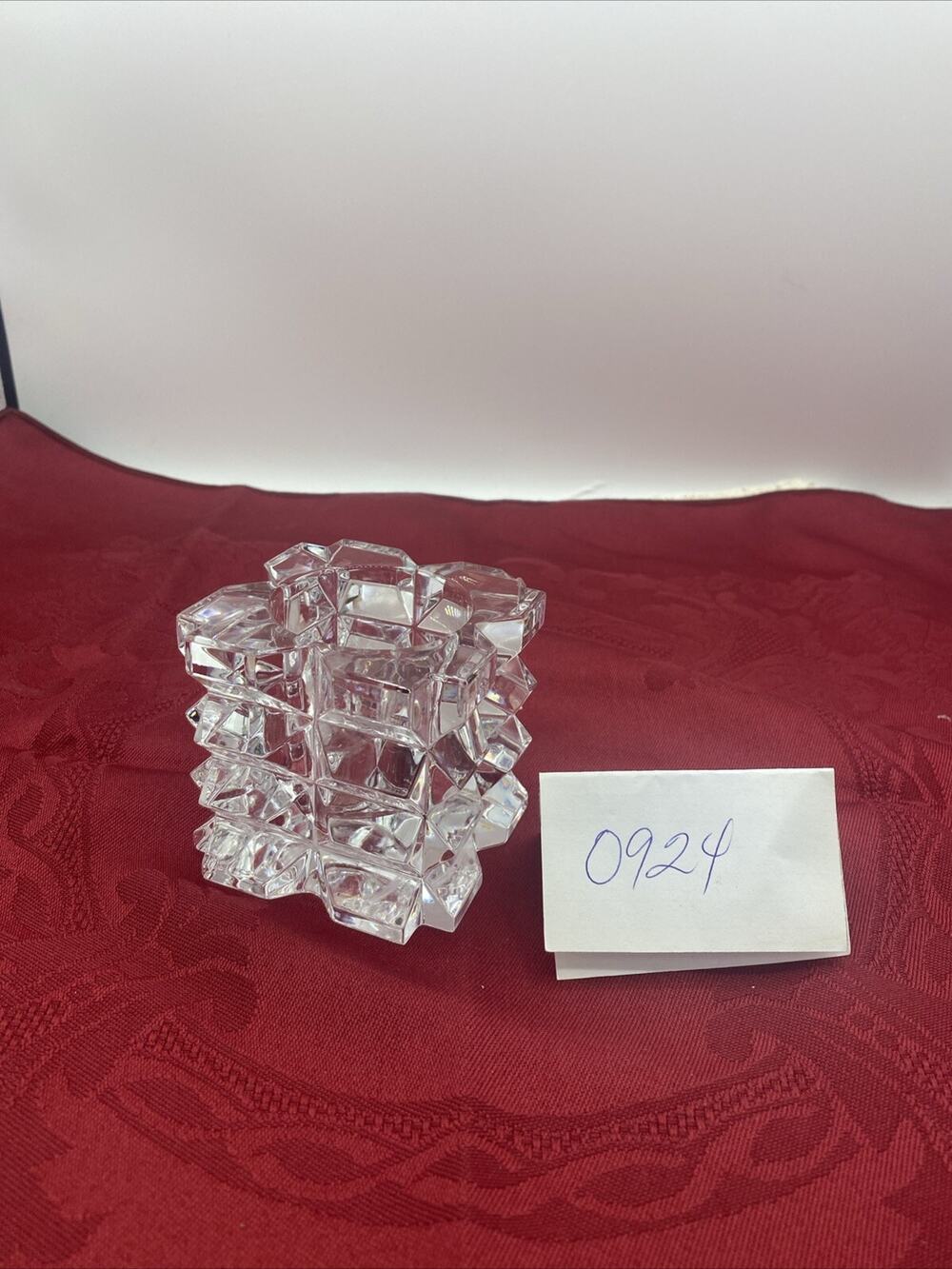 SKYLIGHT BY MIKASA CLEAR GLASS CUBE VOTIVE CANDLE HOLDER SLOVENIA 3"